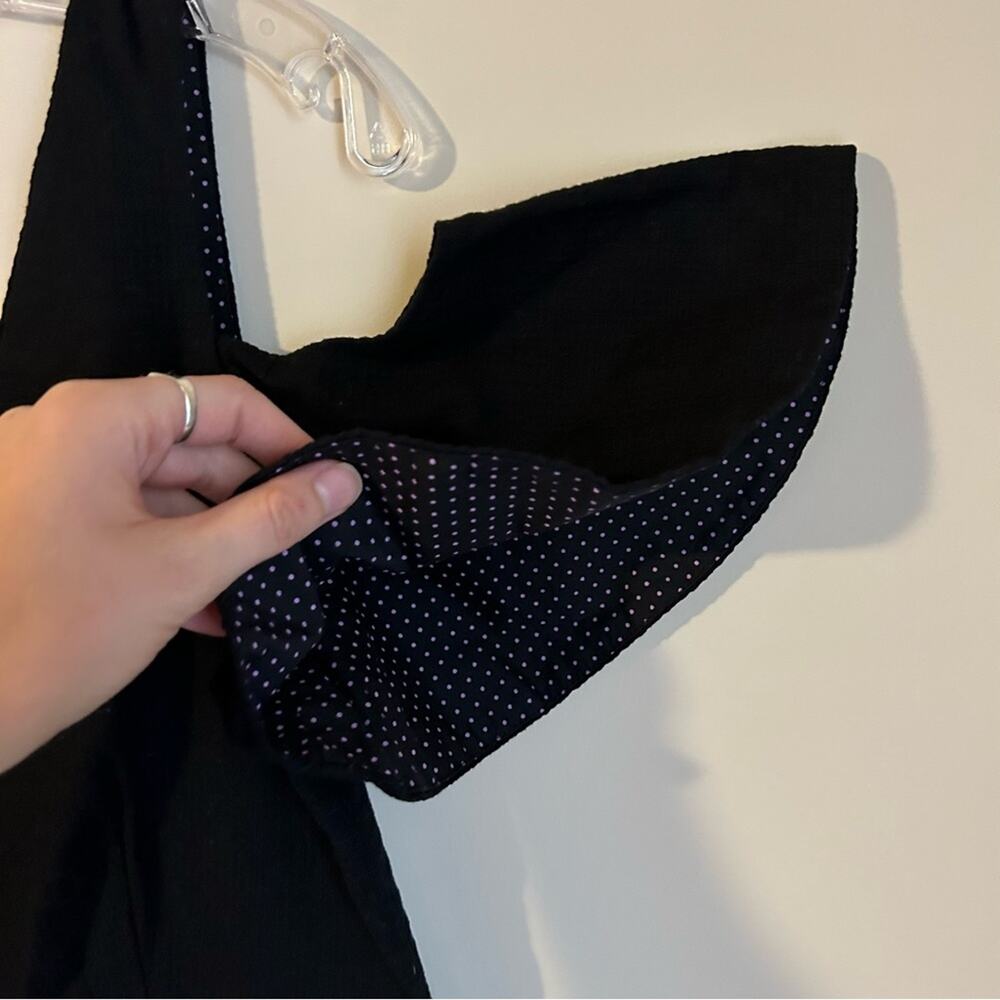 Anthropologie Elevenses Black V-Neck Flutter Sleeves Cold Shoulder Romper Size 6 - Picture 5 of 12